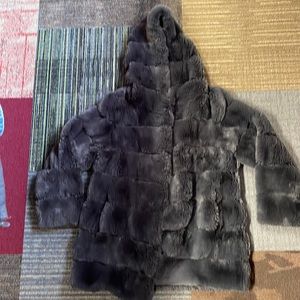 Bcbgmaxazria Felicia Faux Fur Hooded Coat dark grey